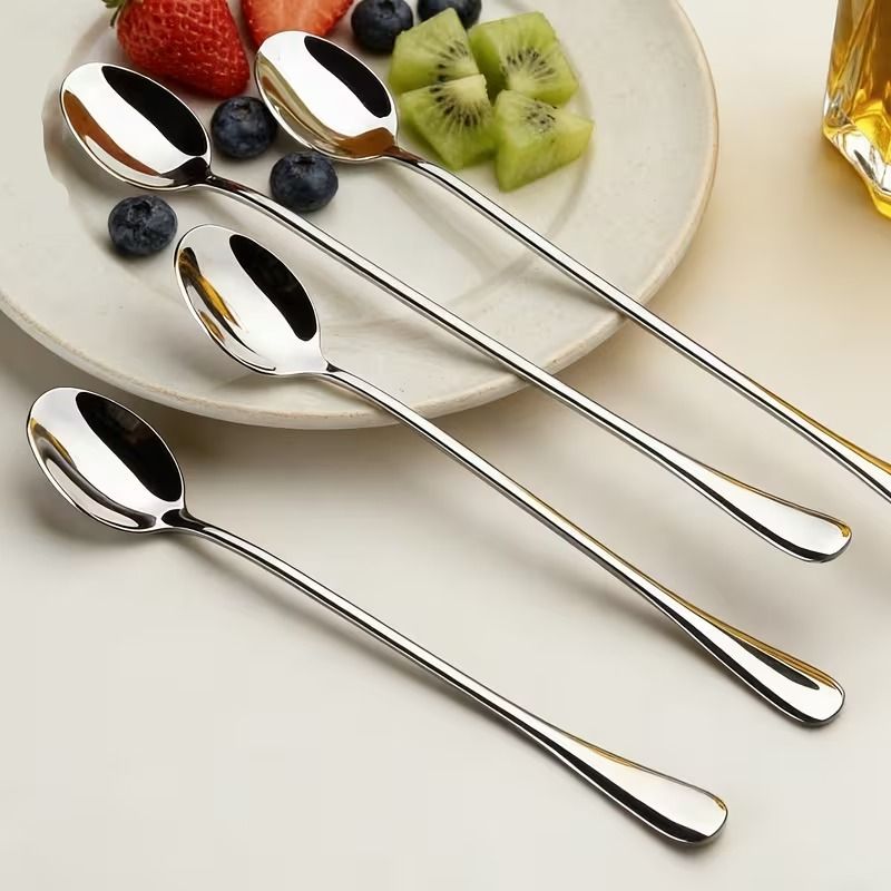 4 PCS Long Handle Stainless Steel Ice-cream Spoon Set-image-40