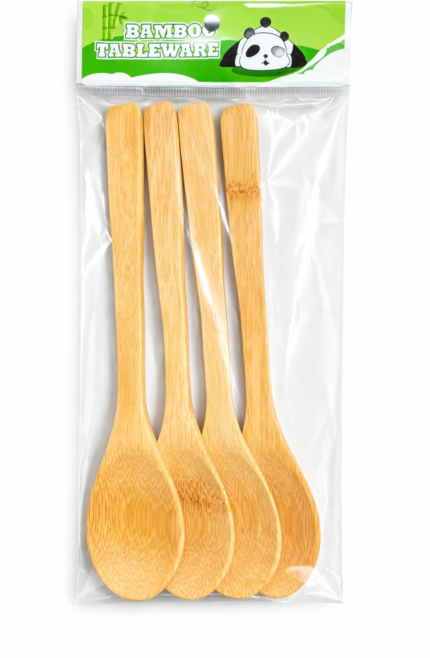 jiyanatex Natural Bamboo Wooden Spoon Set of 4 Wooden Table Spoon-picture-1