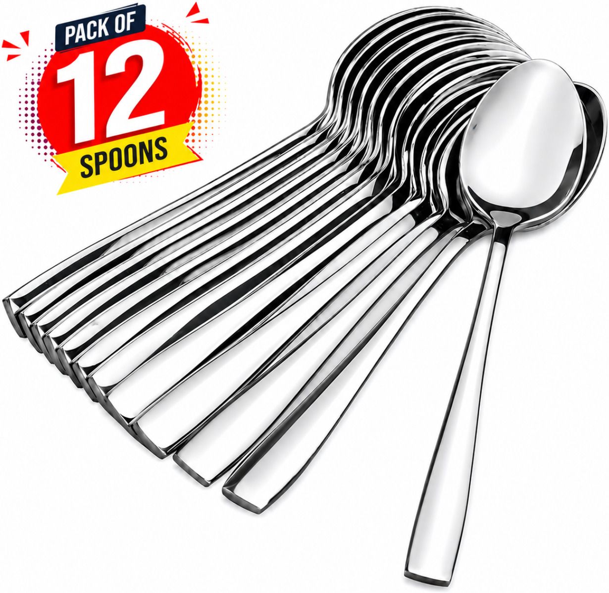 Stainless Steel Spoon Set of 12, Dinner Table Spoon, Cutlery Set Stainless Steel Serving Spoon, Table Spoon, Soup Spoon Set-image-22