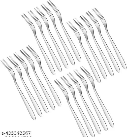 manorath Stainless Steel Fruit Forks Set of 16 Stylish & Durable,Smooth Grip for Easy Use Disposable Stainless Steel Table Spoon Set-picture-19