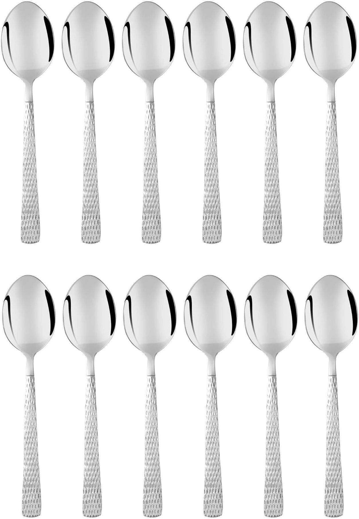dynore Stainless Steel Hammered Design 12 Pieces Dinner Spoons Set Stainless Steel Table Spoon Set-picture-10