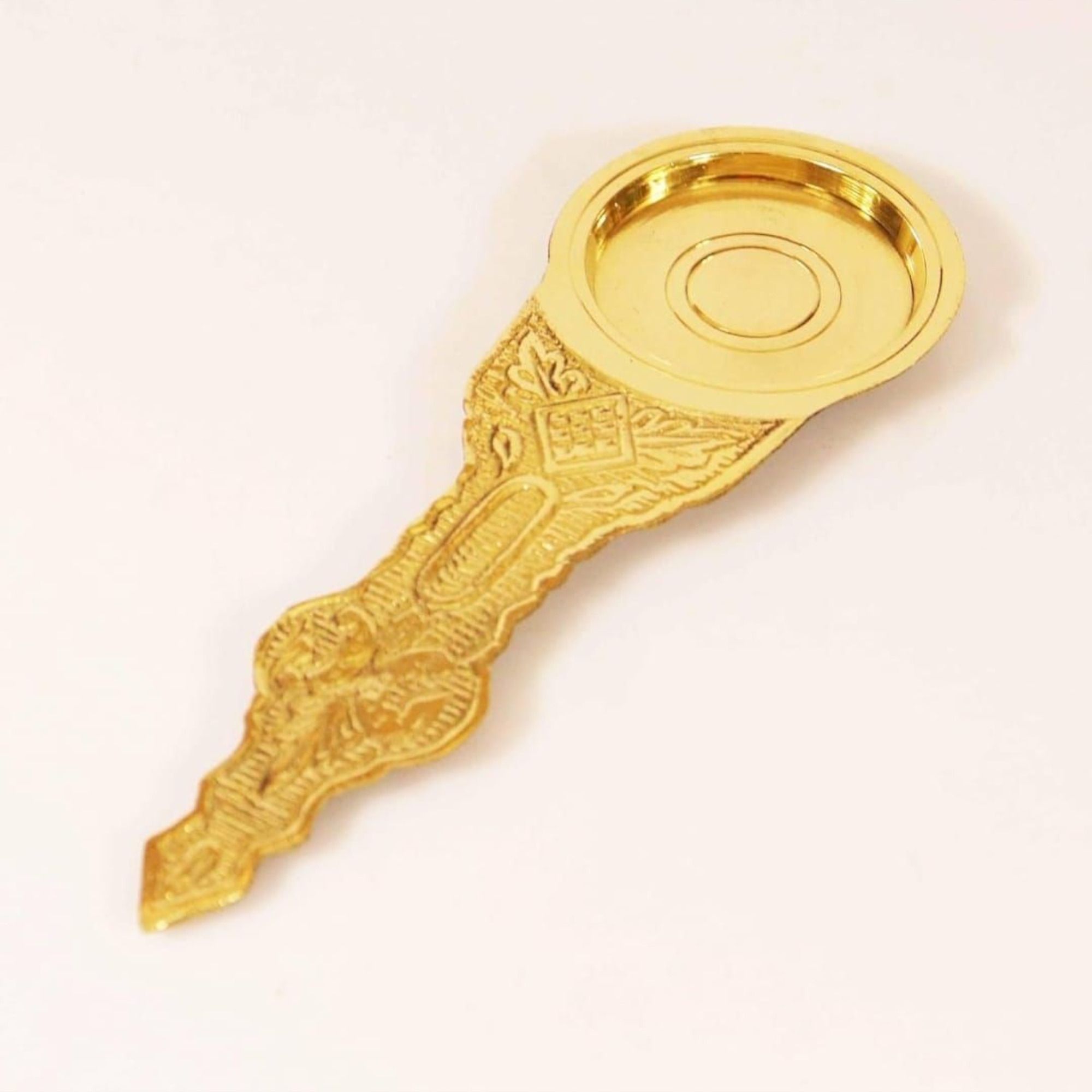 shreeja shilpcraft Pure Brass Kapoor Aarti Spoon, Traditional Pooja Item, 60 GMS Brass Serving Spoon-picture-13
