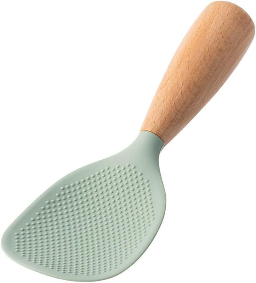 kruhimo Silicone Rice Serving Spoon with Wooden Handle, Heat Resistant Non-Stick Paddle Silicone Serving Spoon-picture-2