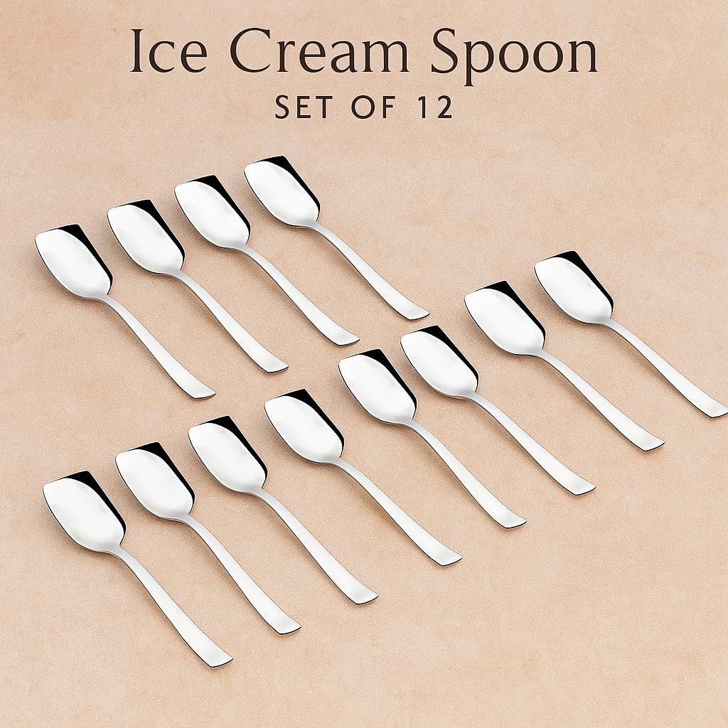 HZARAT 12 ICE CREAM SPOON Stainless Steel Ice-cream Spoon Set