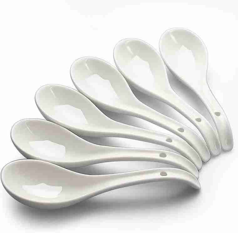 tdmm Ceramic Soup Spoon & Dessert Spoon || Bone China Soup Spoons Disposable Melamine Serving Spoon Set-picture-16