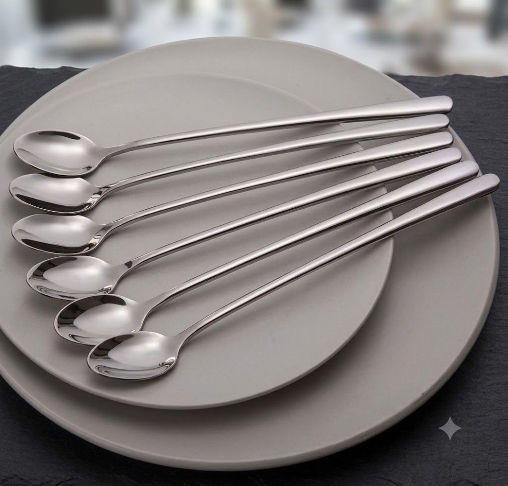 haniza 6 Long Handle Spoon Stainless Steel Dessert Spoon Set-picture-28