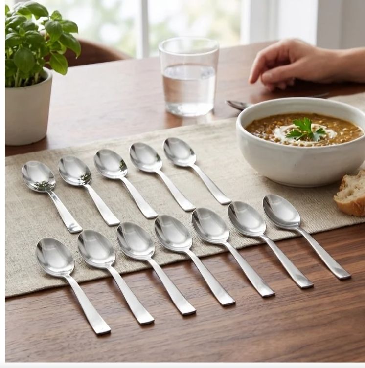 Spoon Set | Premium Mirror Finish Table Spoons | Rust Resistant Food Grade Steel Stainless Steel Table Spoon Set-image-31