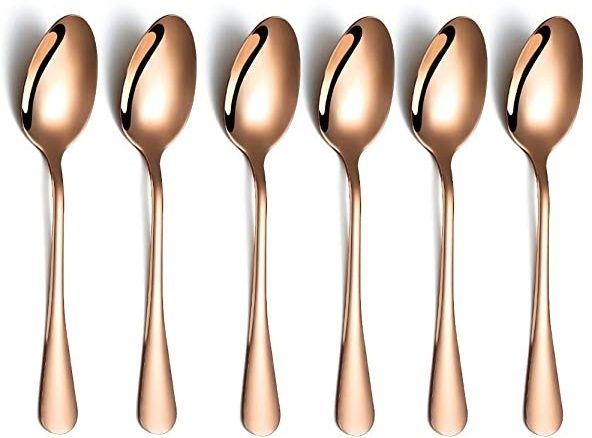 Stainless Steel Rose Gold Spoon Set.Titanium Plating Tableware Cutlery Set. Stainless Steel Table Spoon, Dessert Spoon, Ice Tea Spoon, Sugar Spoon Set-image-41
