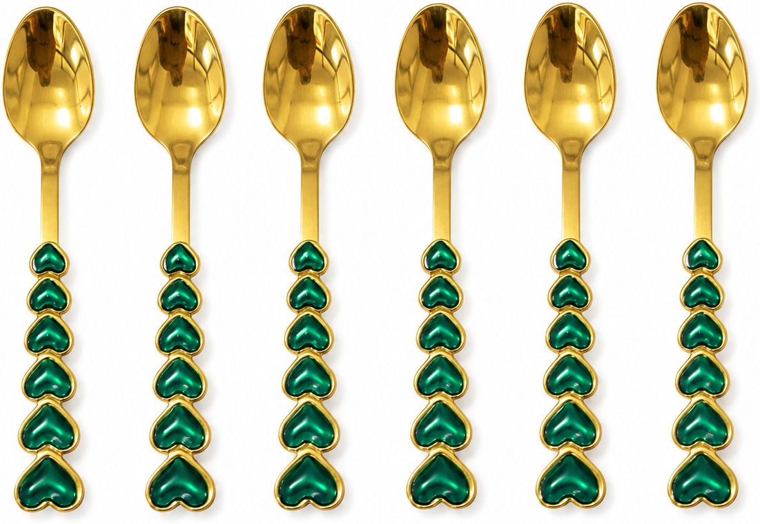 Green Heart Coffee Spoon Stainless Steel Coffee Spoon, Dessert Spoon, Ice Tea Spoon, Ice-cream Spoon, Sugar Spoon, Tea Spoon-image-20