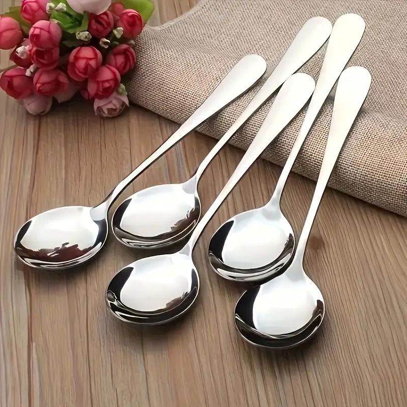 Soup spoon 5pcs Steel Soup Spoon, Serving Spoon, Olive Spoon Set