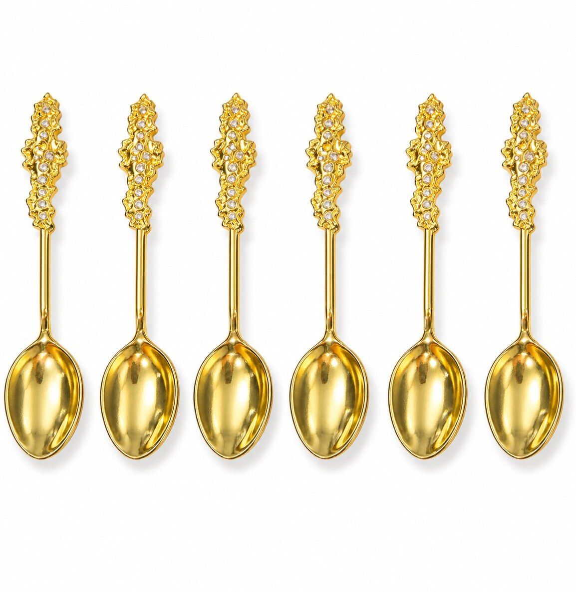 Premium Zinc Alloy Vintage Dessert Spoons with Crystal Embellished Handle Stainless Steel Coffee Spoon, Dessert Spoon, Ice-cream Spoon, Table Spoon, Tea Spoon Set-image-8