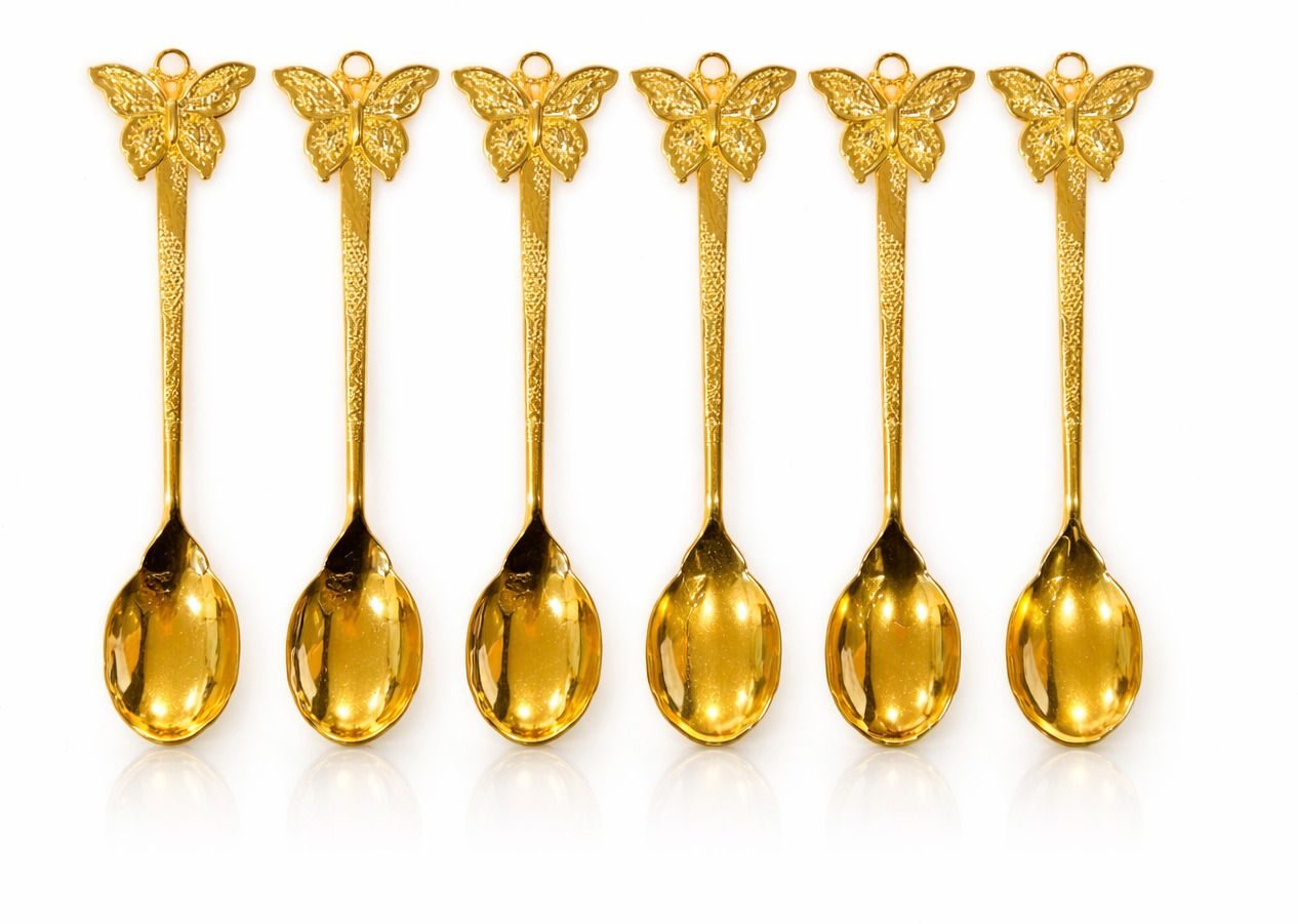 BUTTERFLY GOLD 6 PIS SPOON SET Stainless Steel Ice-cream Spoon, Dessert Spoon-image-43