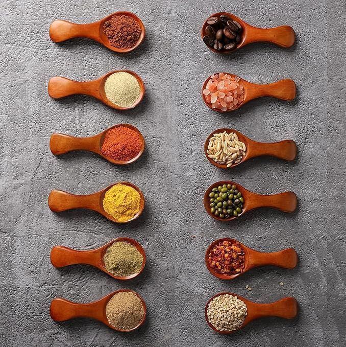 Eco friendly, PURE HANDMADE WOODEN MASALA SPOONS 100% NATURAL Wooden Measuring Spoon Set-image-48