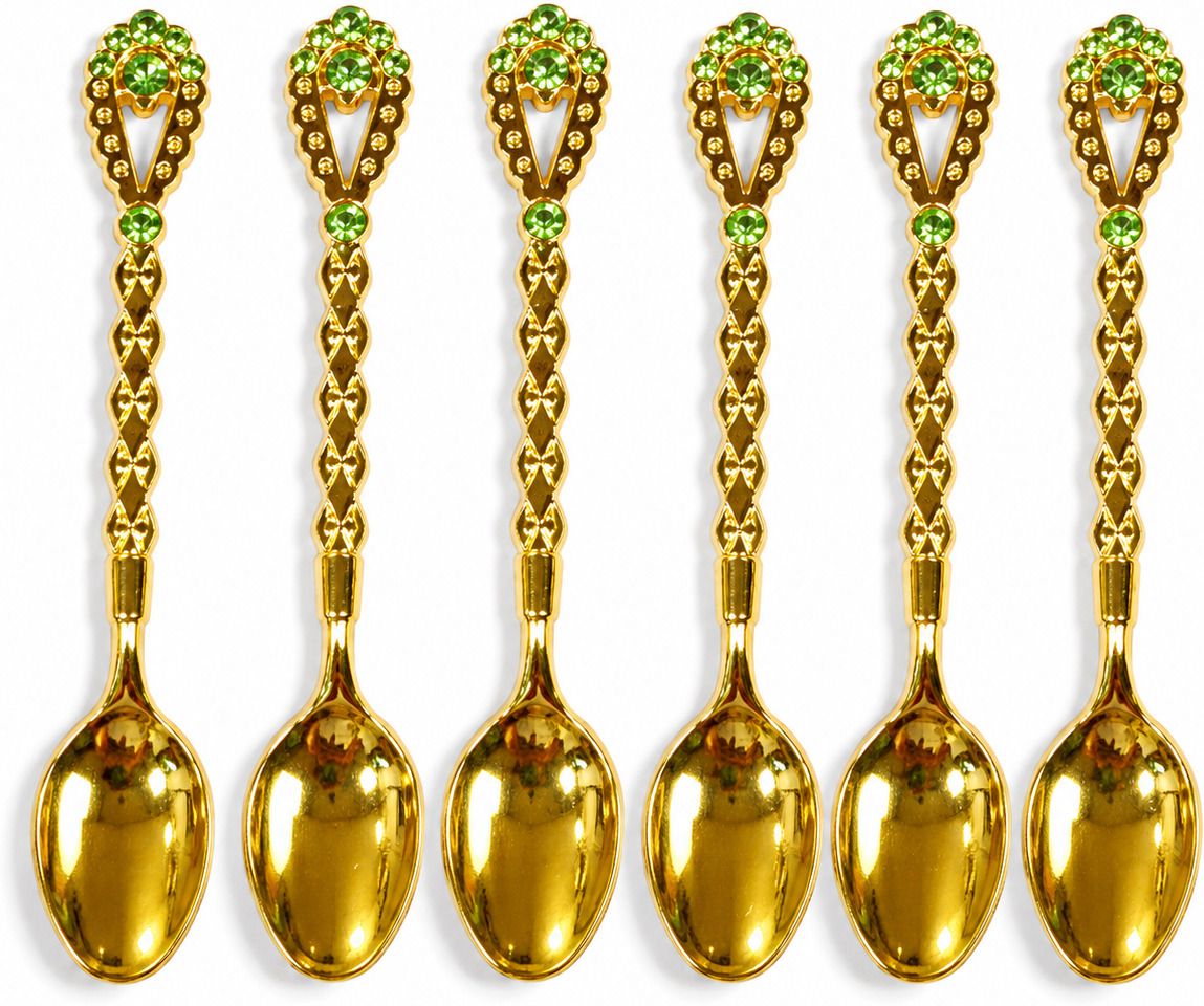 Luxury Gold-Plated Peacock Design Tea Spoon Set with Crystal Stones Stainless Steel Coffee Spoon, Dessert Spoon, Ice-cream Spoon, Olive Spoon, Sugar Spoon, Tea Spoon Set-image-47