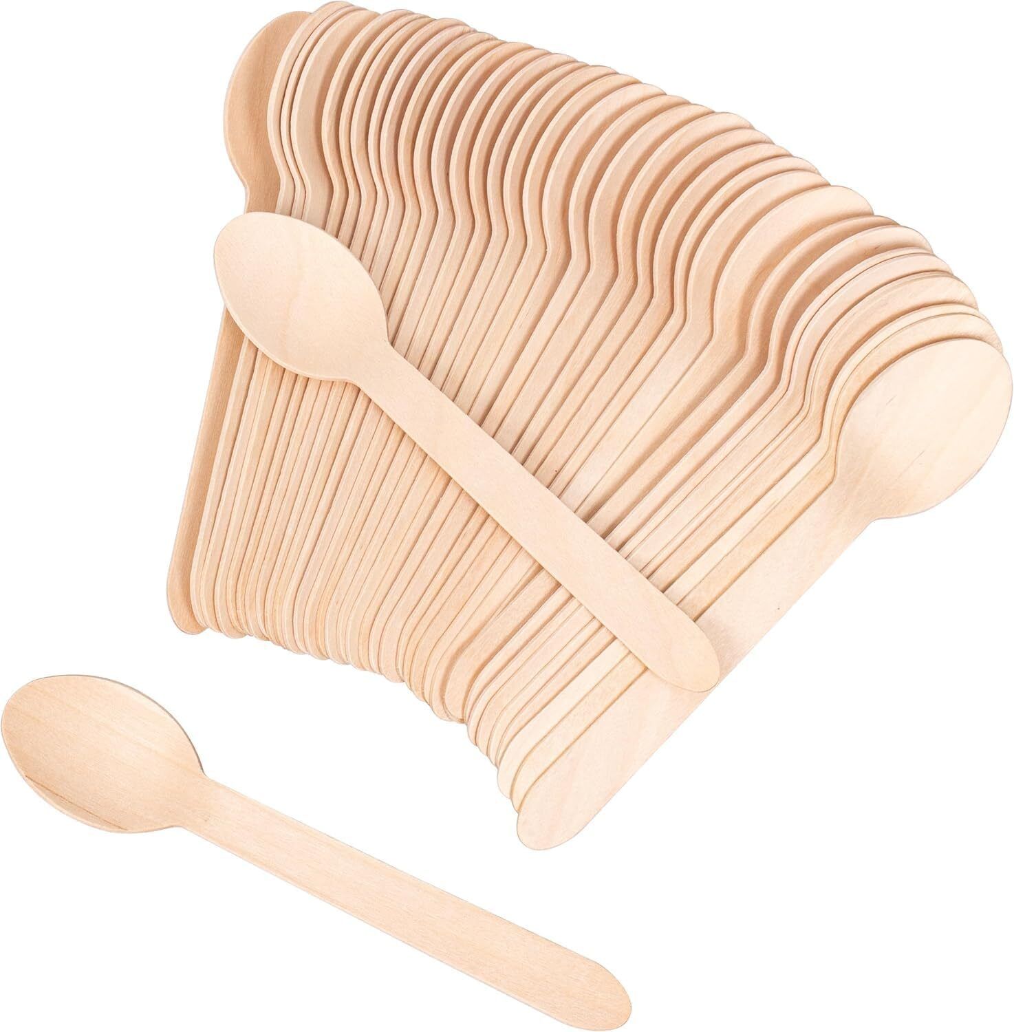 swastha hygiene Disposable Wooden Spoons 140mm, Pack of 100 Eco-Friendly Disposable Bamboo Coffee Spoon, Cream Spoon, Ice Tea Spoon, Soup Spoon, Sugar Spoon Set-picture-15