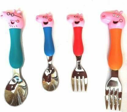 samvardhan Peppa Pig Tableware Spoon and Fork Kids Dining Stainless Steel Table Spoon Set image 1