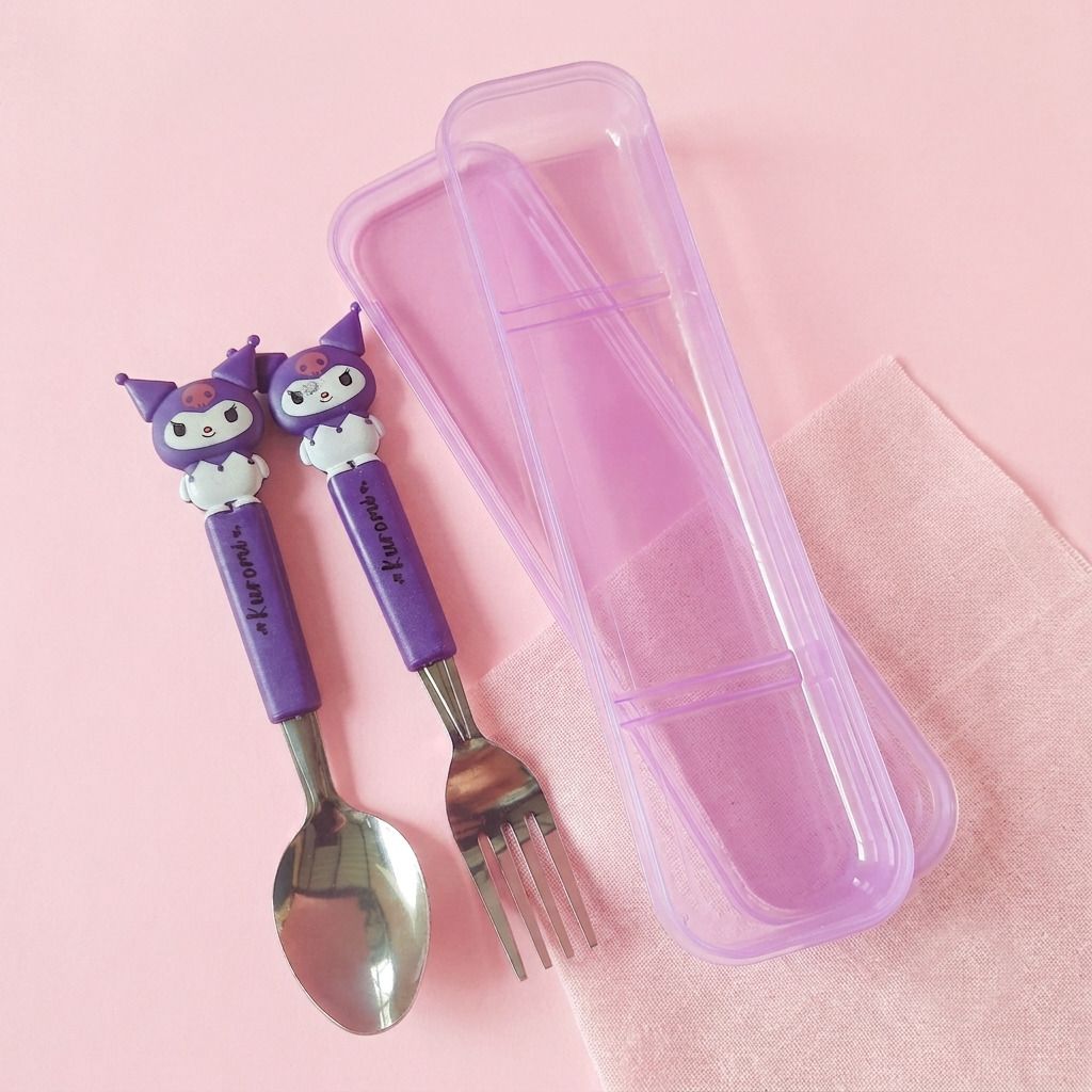 kaamil Cute Cartoon Character Fork & Spoon Set with Box for Kids Stainless Steel Sugar Spoon-picture-18