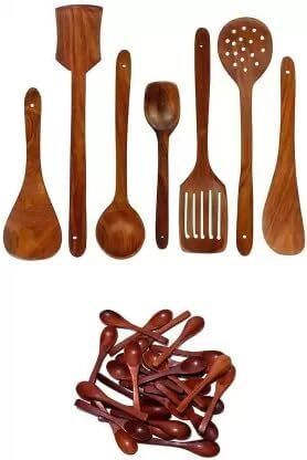 green wood Spatula Cooking Tools Without Polish Non Stick Nonstick Wooden Olive Spoon, Serving Spoon, Table Spoon, Dessert Spoon, Cream Spoon, Soup Spoon, Sugar Spoon Set-picture-25