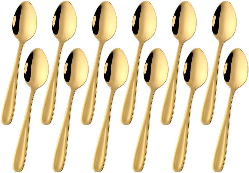 giftplaza 16Cm Luxury stainless steel Small Golden spoon Stainless Steel Coffee Spoon, Cream Spoon, Dessert Spoon, Ice-cream Spoon, Ice Tea Spoon Set-picture-30