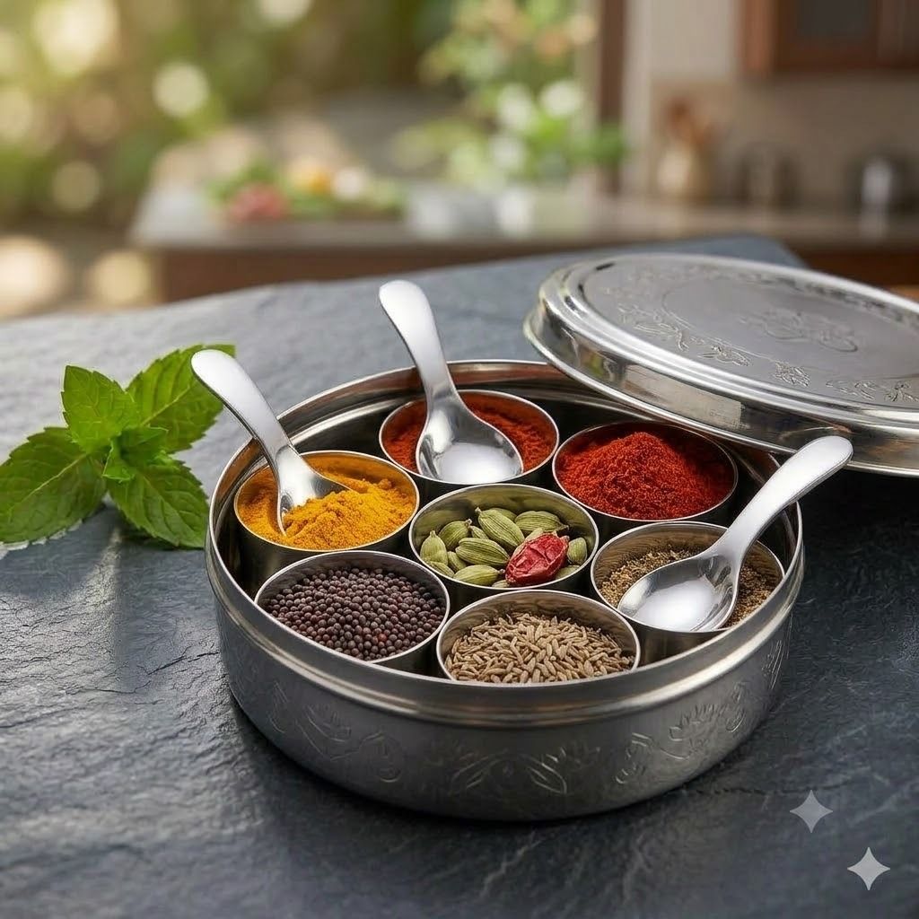 Masala Dabba Spoon for Small Containers & Kitchen Use Pack off 3 Stainless Steel Cream Spoon, Salad Spoon, Soup Spoon, Table Spoon, Sugar Spoon Set-image-48