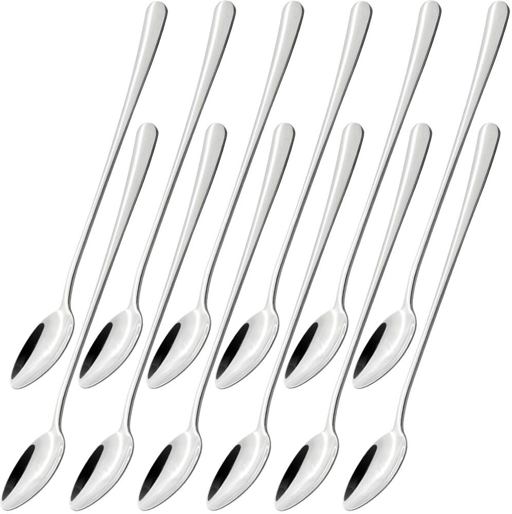 fanqew 12 long spoon set Disposable Stainless Steel Ice Tea Spoon, Sugar Spoon Set-picture-27