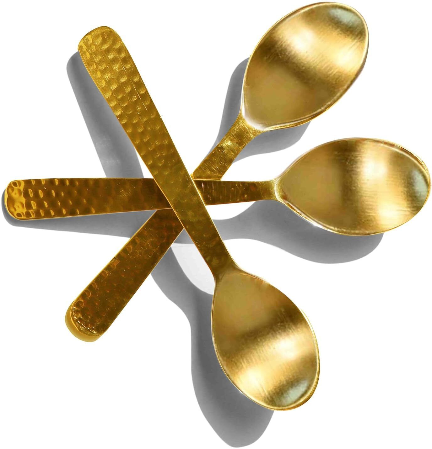 Handmade Classic Hammered Spoons for Serving Dining Kitchen & Hotel Brass Dessert Spoon Set-image-39
