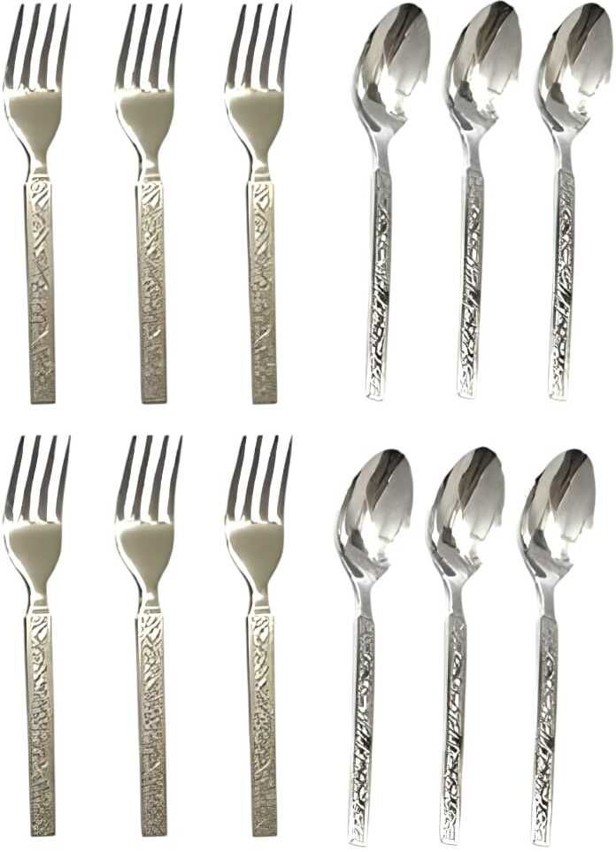 Stainless Steel Fork & Spoon Set – 6 Forks + 6 Spoons (12 Pcs) Stainless Steel Table Spoon Set-image-35