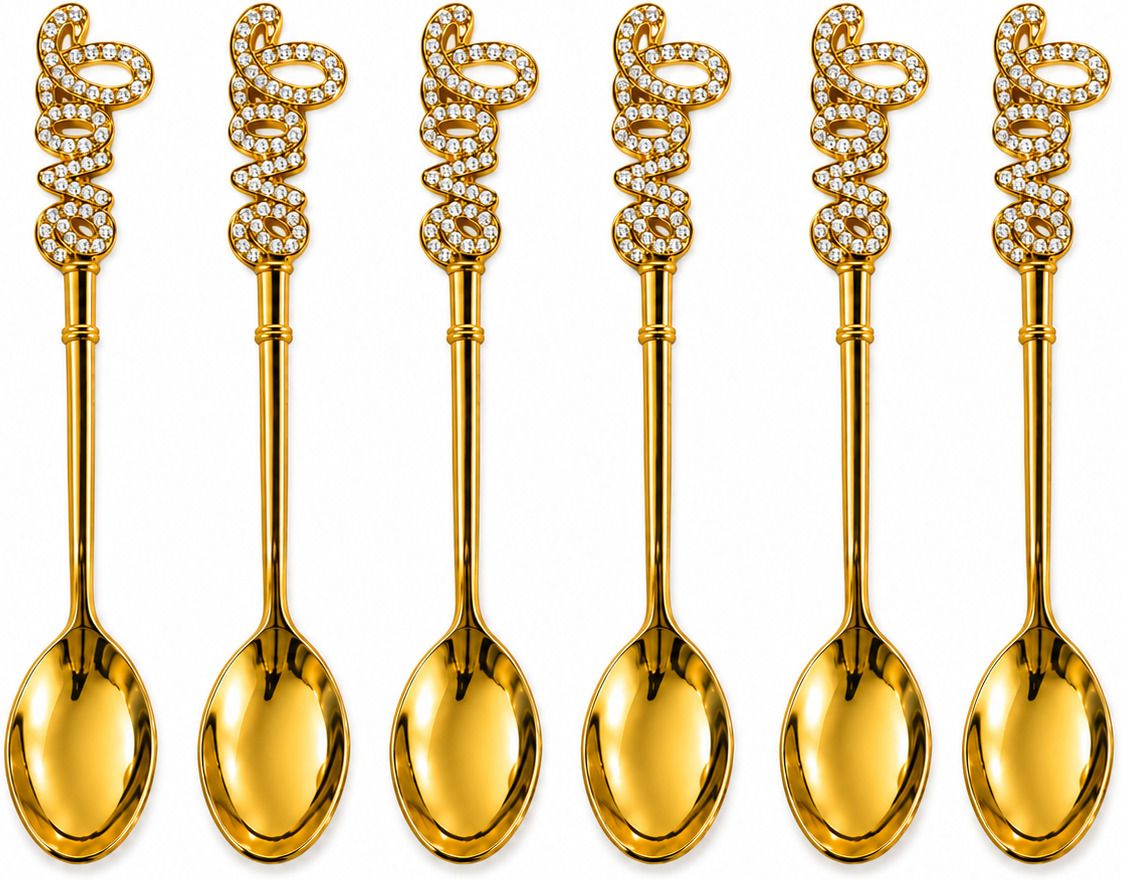 Luxury Love Diamond Spoon Set Stainless Steel Tea Spoon Set-image-42