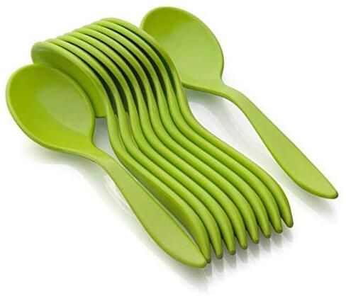 Green Plastic Table Spoon Set Pack of 10 for Daily Use & Parties Plastic Table Spoon Set-image-40