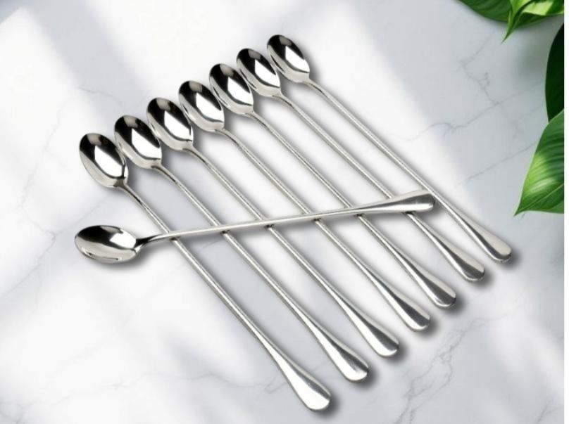 arscart Soda Spoon Set |Long Handle |Mirror Finish | Rust Resistant | Food Grade Cutlery Stainless Steel Ice Tea Spoon Set-picture-11