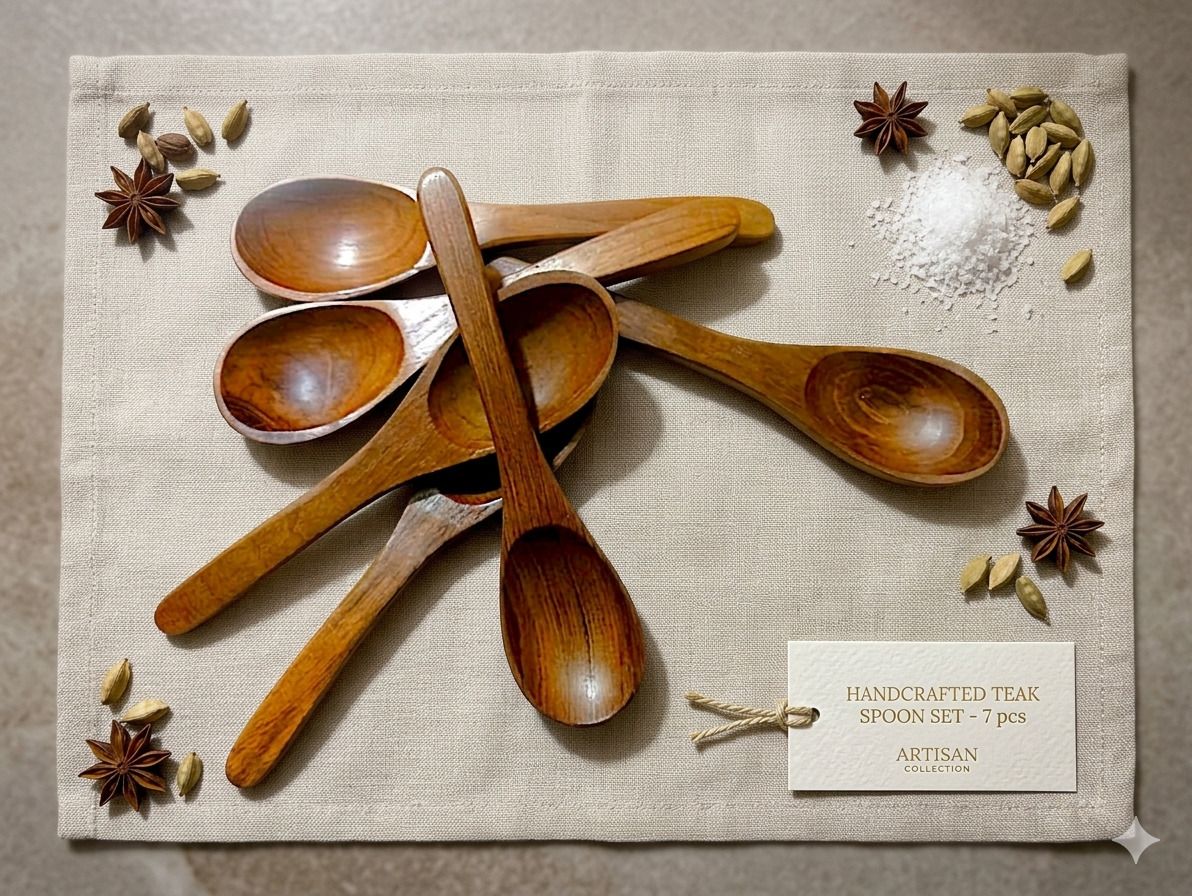 nk NKSPOONP6 Wooden Coffee Spoon, Cream Spoon, Ice Tea Spoon, Ice-cream Spoon, Soup Spoon Set-picture-12