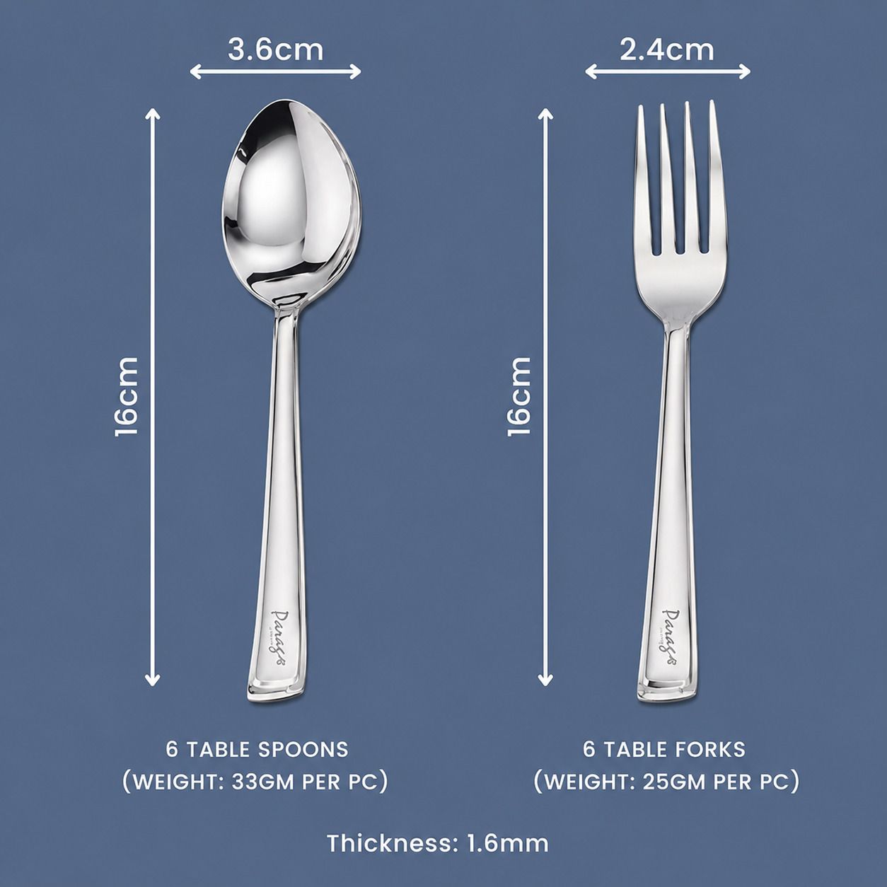 Premium Stainless Steel Spoon & Fork Set 12 Pcs Stainless Steel Salad Spoon, Table Spoon Set-image-11