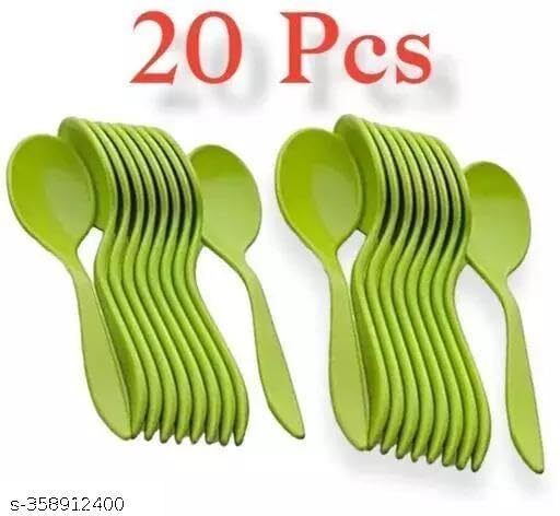 jukol Disposable Plastic Spoon Set Green for Party & Dessert Use Disposable Plastic Table Spoon Set-picture-19
