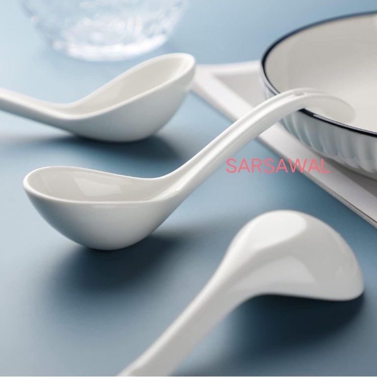 Ceramic Large Serving Spoon Ladle 9inch big 3pcs Disposable Ceramic Serving Spoon Set-image-2
