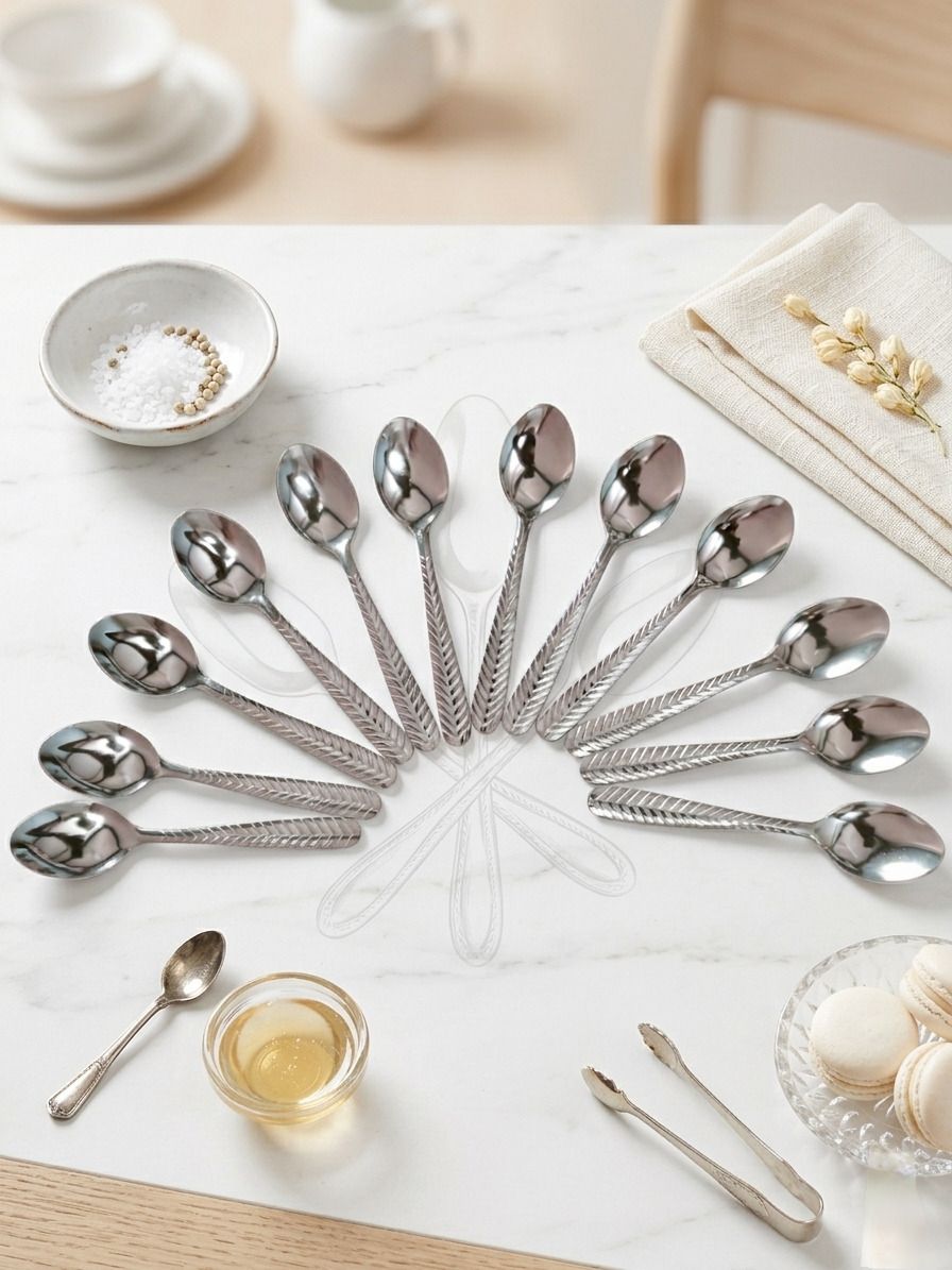 Premium Stainless Steel Dinner Spoon Set Stainless Steel Serving Spoon, Tea Spoon, Ice-cream Spoon, Table Spoon, Sugar Spoon Set-image-27