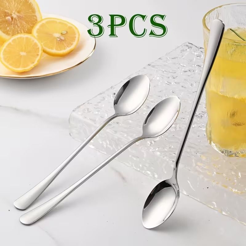 haniza 3 Piece Long Handle Stainless Steel Ice-cream Spoon Set-picture-21