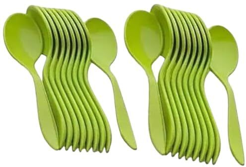 Green Plastic Table Spoon Set Pack of 20 for Daily Use & Parties Plastic Table Spoon Set-image-16