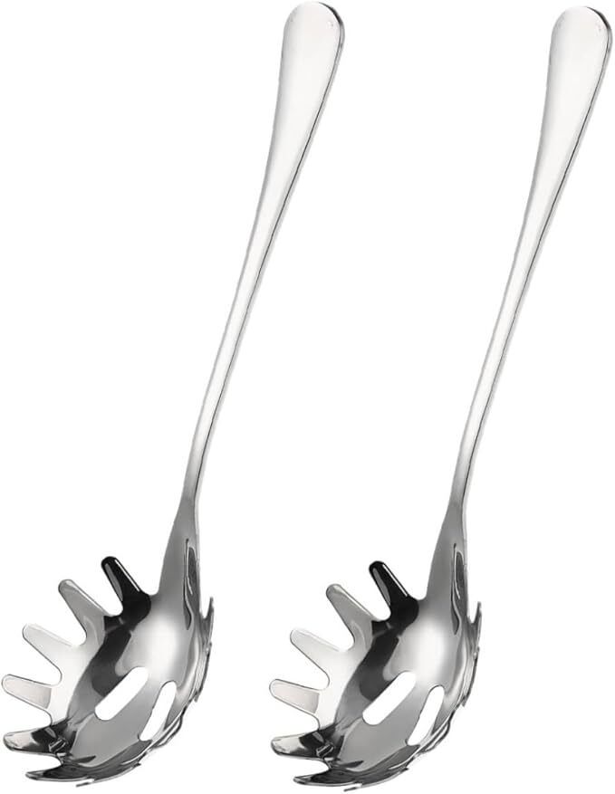 2 Pcs Pasta Server Spoon Stainless Steel Measuring Spoon (Pack of 1) Stainless Steel Serving Spoon Set-image-30