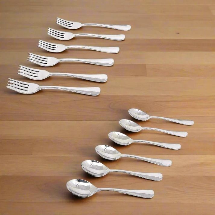 haniza 6 Baby Spoon + 6 Baby Fork Set Stainless Steel Dessert Spoon Set-picture-20