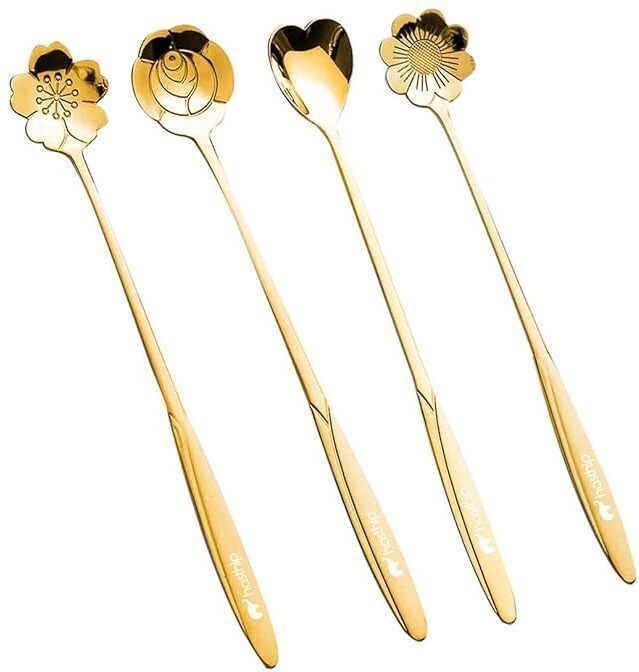 ablue clipper Premium Gold Steel Dessert Spoon Set-picture-14