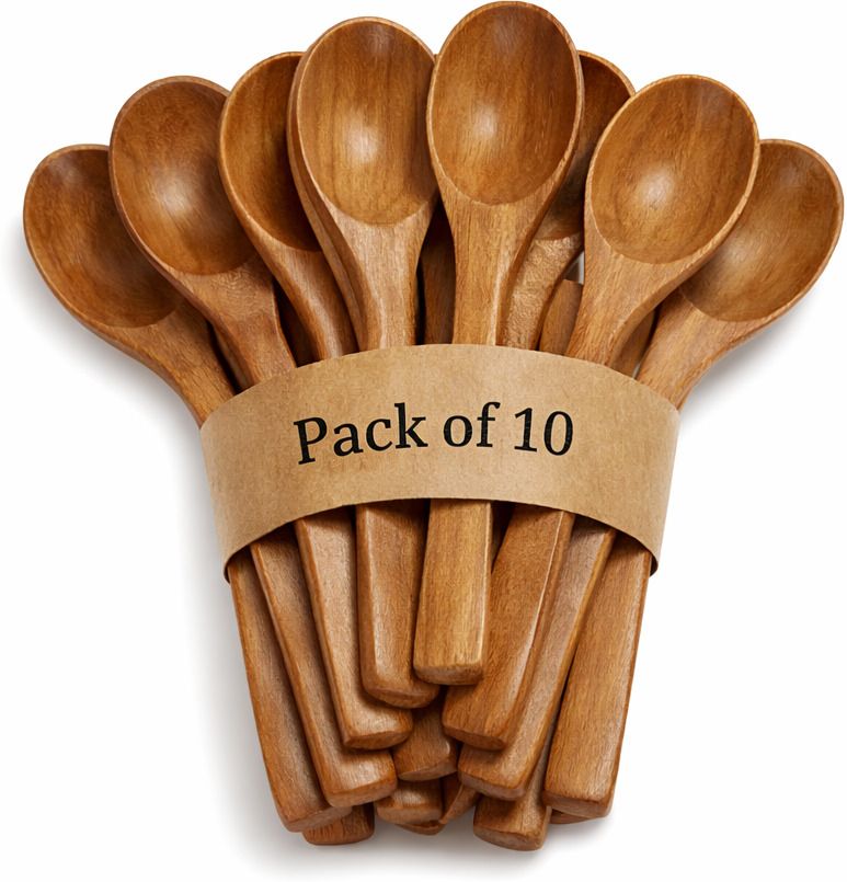 Wooden Spoon - Wooden Spoon Set \ Spoons for Masala, Salt, Sugar | Disposable Wooden Table Spoon Set-image-46