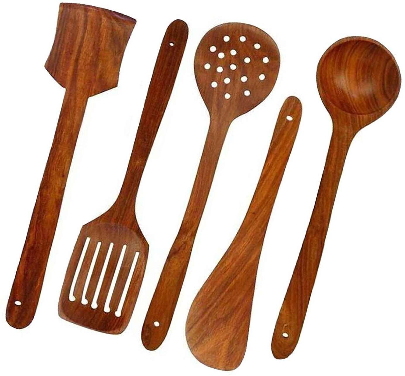 woodykart Wooden Salad Spoon and Spatula Set made from Natural Wood Wooden Salad Spoon, Serving Spoon Set-picture-12