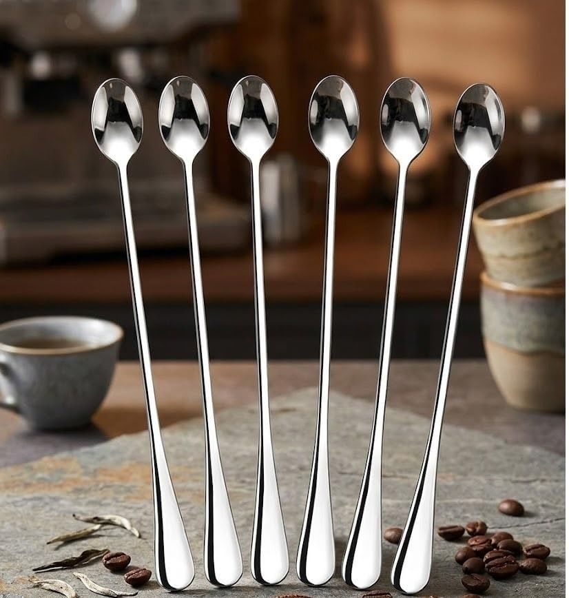 haniza Stainless Steel Long Handle Spoon Set of 6 Stainless Steel Ice-cream Spoon, Serving Spoon Set-picture-47