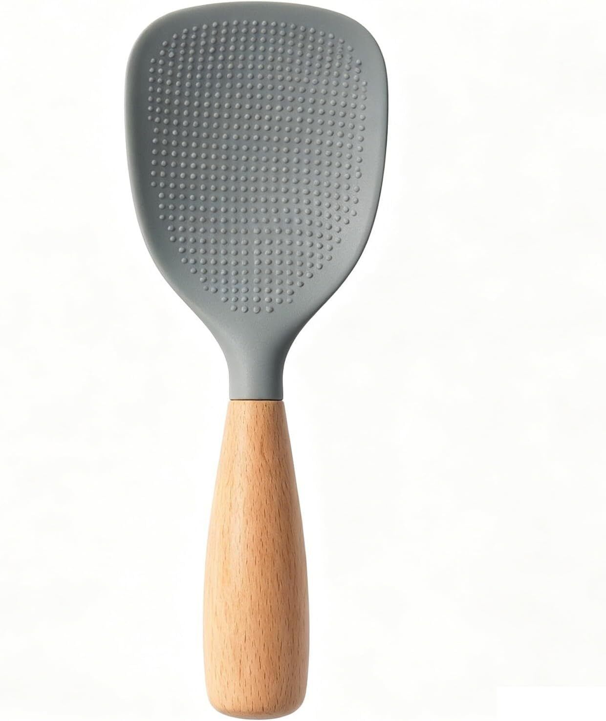kruhimo Silicone Rice Serving Spoon with Wooden Handle, Heat Resistant Non-Stick Paddle Silicone Salad Spoon-picture-3