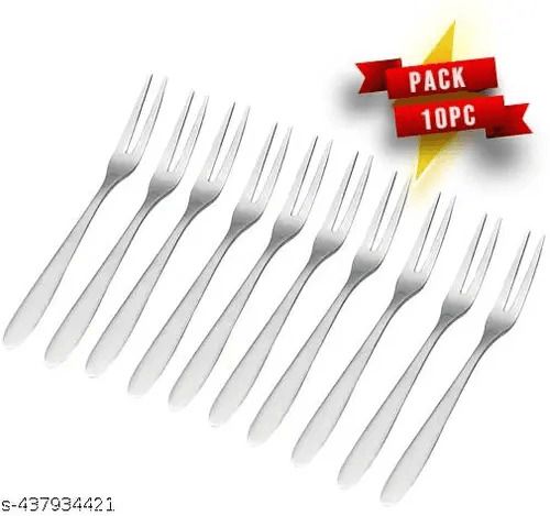 manorath Premium Stainless Steel Fruit Forks Set of 10 Sleek Design Rust-Free & Easy Grip Disposable Stainless Steel Table Spoon-picture-32