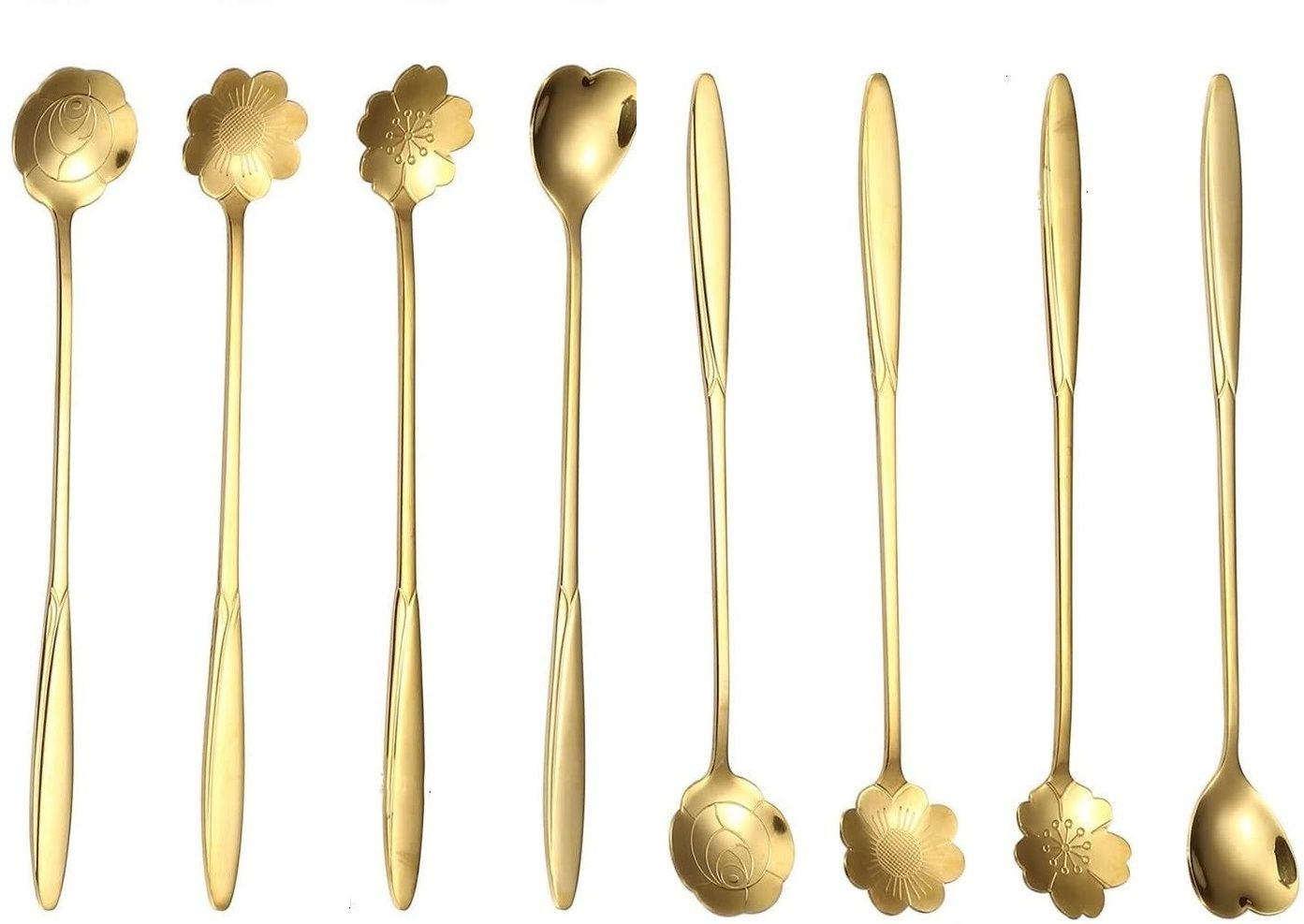 tapahpriyay 8PCS Mixing Stainless Steel Creative Flower Heart Coffee Spoon Stainless Steel Coffee Spoon, Dessert Spoon, Ice-cream Spoon Set-picture-12