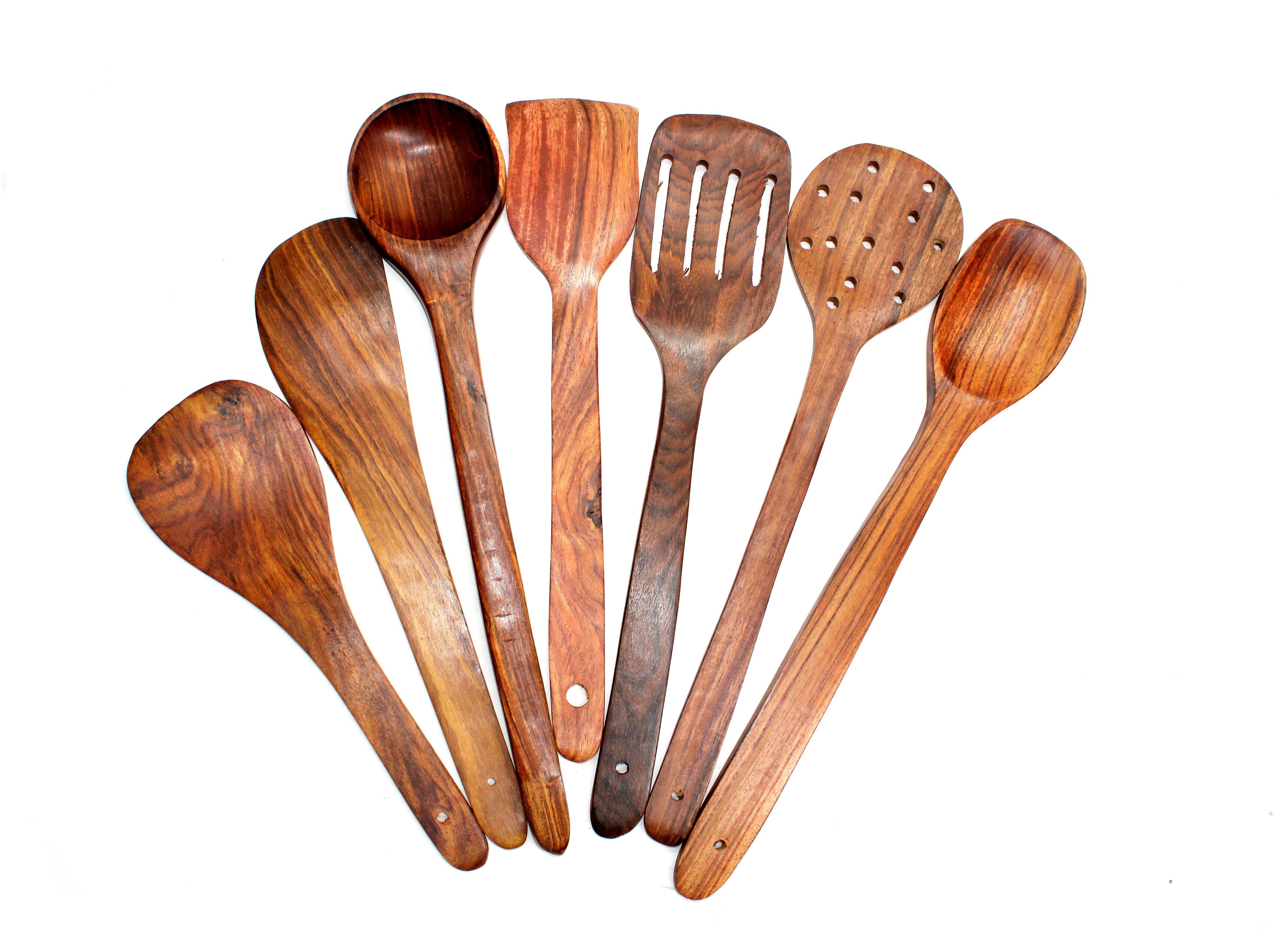 Handmade Woode Non-Stick Serving and Cooking Spoon Kitchen Tools Utensil, Set Wooden Olive Spoon, Serving Spoon, Table Spoon, Dessert Spoon, Cream Spoon, Soup Spoon, Sugar Spoon Set-image-43