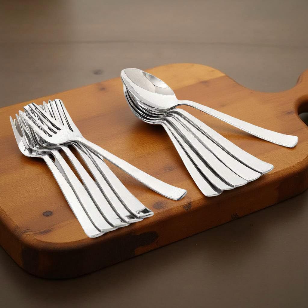 Heavy Duty Cutlery Spoon Set of 6 and Fork Set of 6 Stainless Steel Tea Spoon, Salad Spoon Set-image-40