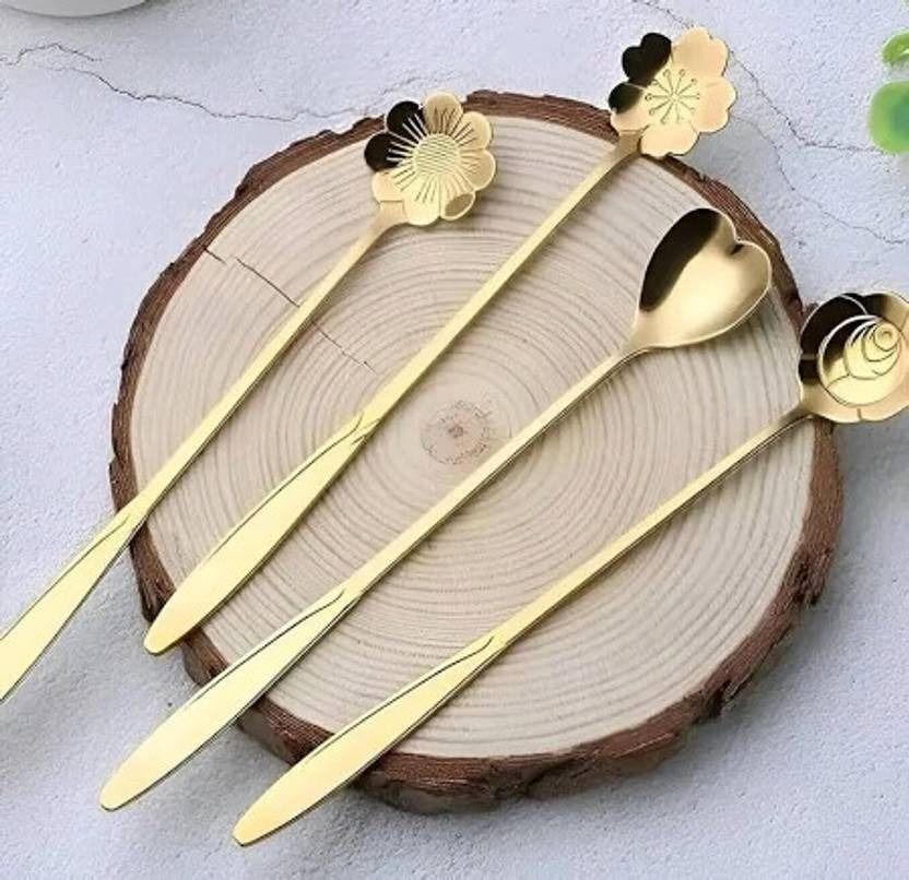 ablue clipper Golden Spoon Set/Coffee Spoon/icecream spoon Steel Dessert Spoon Set-picture-41