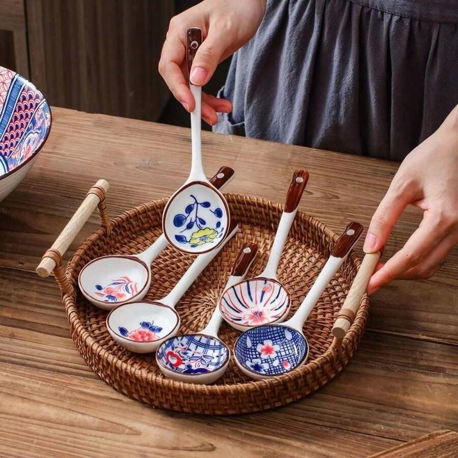unique1_Ceramic Spoon Rest Large Multicolor Pack of 6 Disposable Ceramic Serving Spoon, Table Spoon, Dessert Spoon Set-image-3